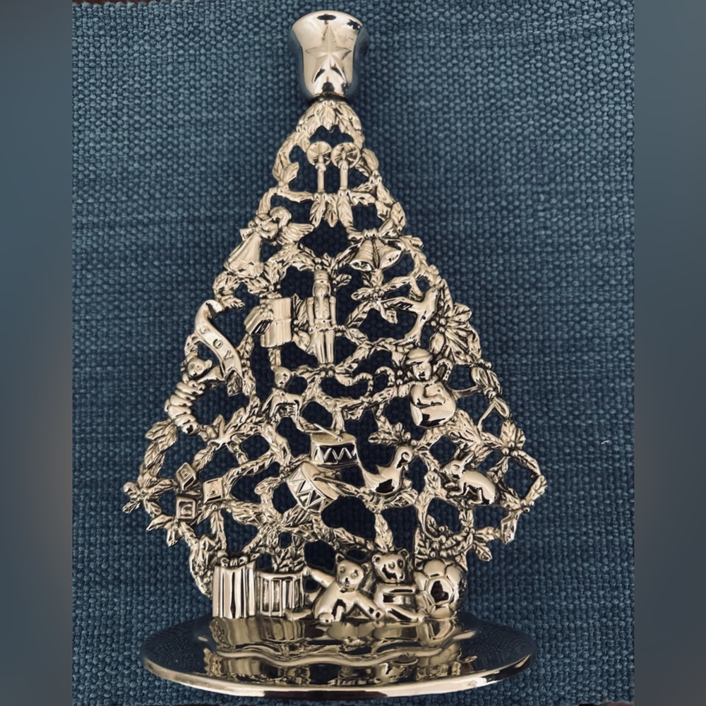 Vintage Godinger Studio Silversmiths Silver Plated Christmas Tree Candle Holder